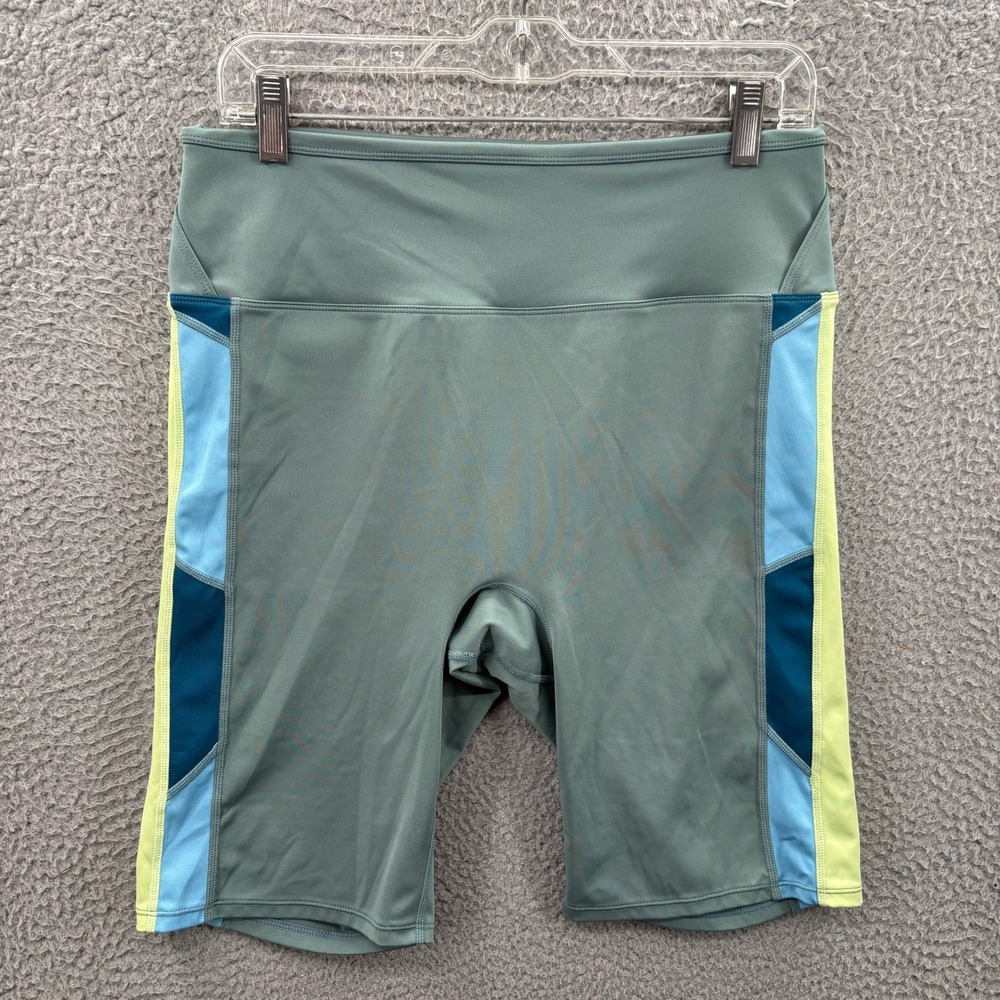 Free People Movement Bike Shorts Womens L Colorblock Activewear High Rise Green